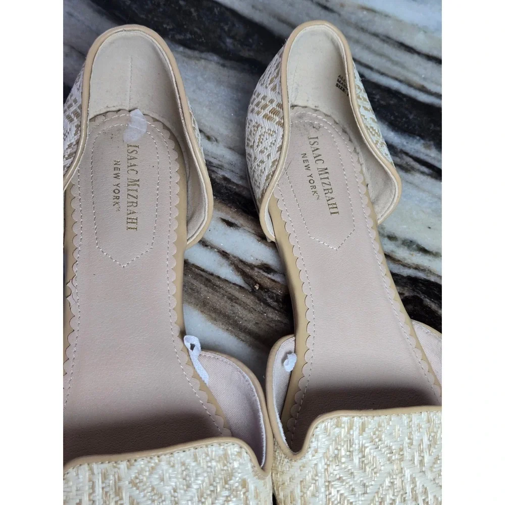 Isaac Mizrahi New‎ York Woven Geometric d'Orsay Pointed Toe Flats Beige Cream 10